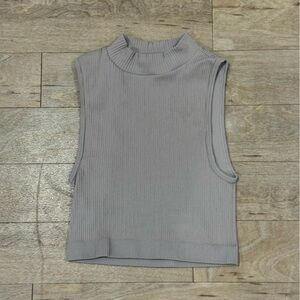 Aritzia Babaton Sculpt Knit Mock Neck Ribbed Crop Tank Top Size Small